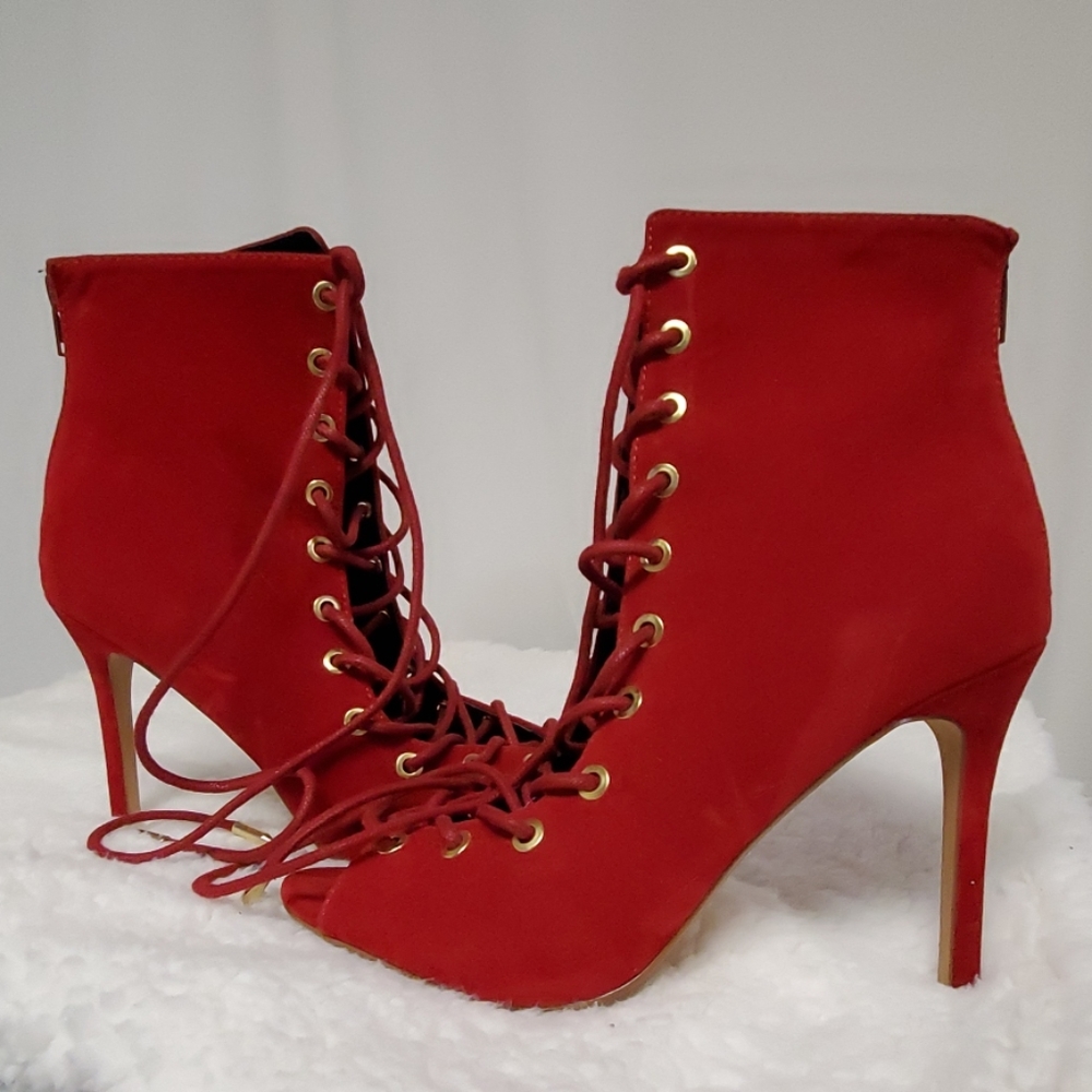 Wine laced up booties